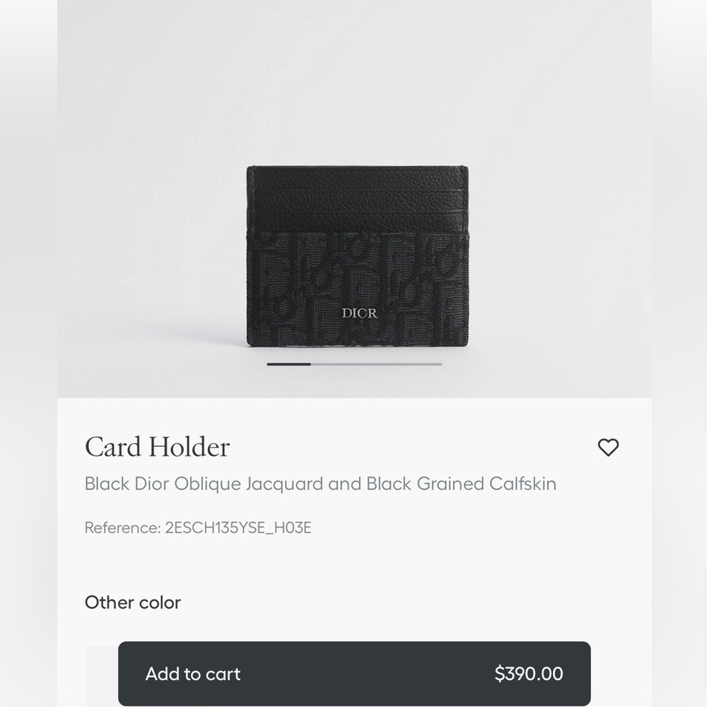 Authentic Dior Black Oblique Jacquard & Grained Calfskin Card Holder